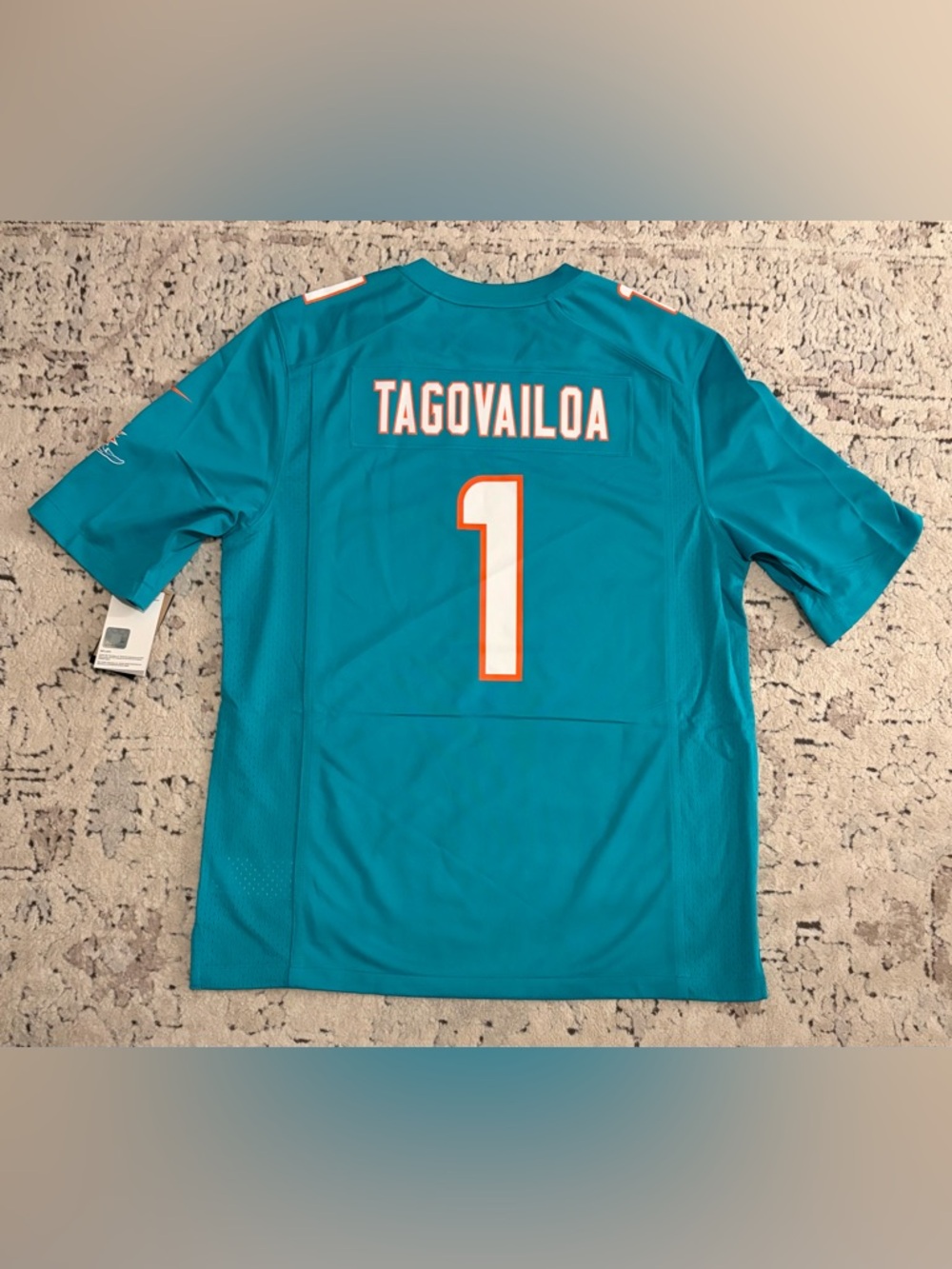 Nike Authentic Miami Dolphins Tua Tagovailoa #1 Aqua Game Jersey Men’s Sz: Large